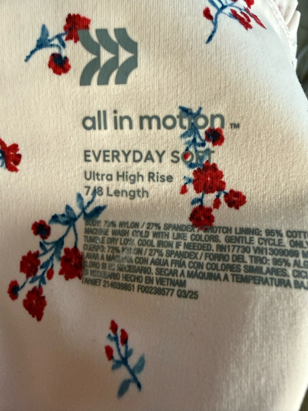 all in motion Pink Floral High-Rise Leggings Ruffle Crossover 7/8 - Picture 7 of 7